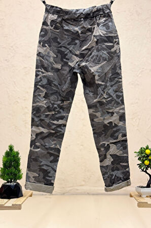 Kamuflaj Desen Bel Latikli İtalyan Pantolon