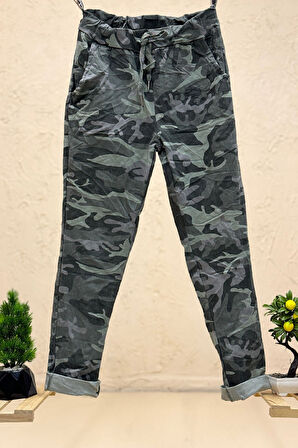 Kamuflaj Desen Bel Latikli İtalyan Pantolon