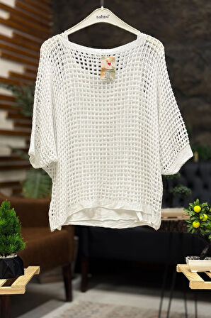 İçi Atletli Oversize File İthal Bluz