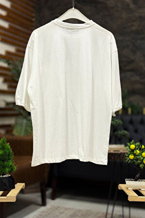 Cep Yazılı Sıfır Yaka salaş Oversize Tshirt