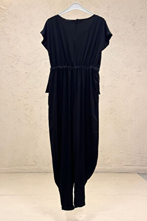 Cep Kapaklı Bel Bağcıklı Penye Tulum