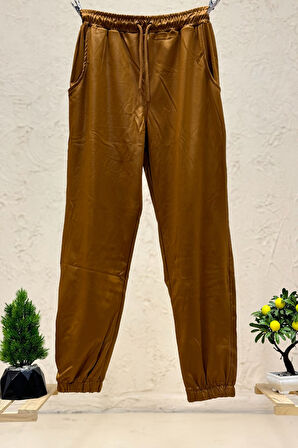 Paça Ve Bel Lastikli Saten Pantolon