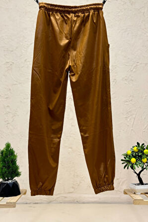Paça Ve Bel Lastikli Saten Pantolon