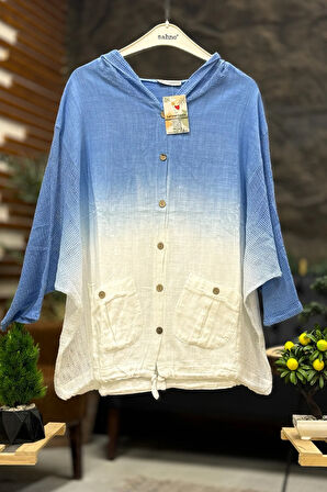 Batik Desen Kapşoınlu File Garnili Ceket