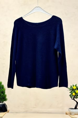 Kayık Yaka Düz Angora İthal Bluz