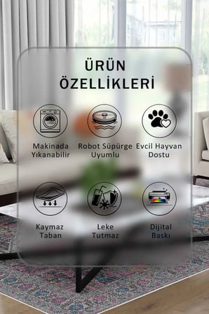 Yıkanabilir Kaymaz Taban Dijital Baskılı Halı ve Yolluk – Leke Tutmaz Salon & Mutfak Halısı