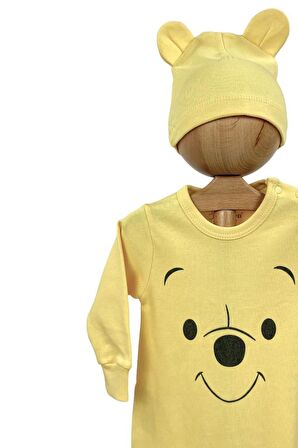 Bebek Patikli Tulum Şapkalı Sarı Winnie The Pooh