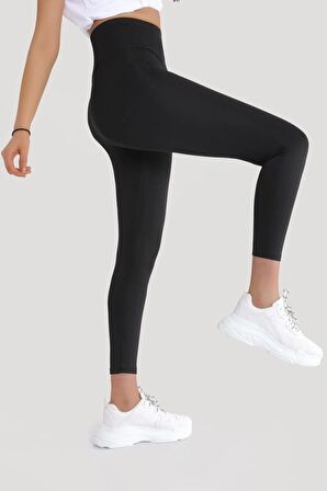 Kadın Siyah  Yüksek Bel Spor Tayt