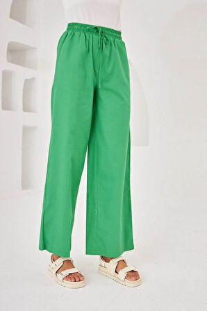 KADIN BELİ LASTİKLİ RAHAT KALIP PAMUK GABARDİN PANTOLON