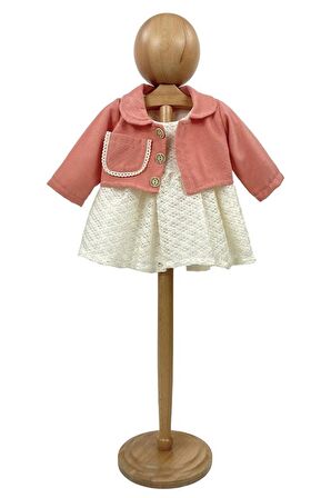 Kız Bebek Kolsuz Elbise Ceketli Bebek Elbisesi Pembe Dantelli