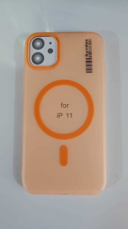 ARMORİX İPHONE 11 TURUNCU KAMERA ÇERÇEVELİ MAGSAFELİ MAT SERT PC KAPAK