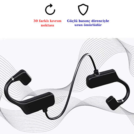 Kemik İletimli Bluetooth 5.0 Kulaklık – Su Geçirmez IPX5 Kablosuz Mikrofonlu Spor Kulaklık 
