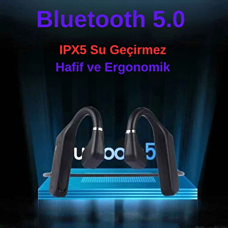 Kemik İletimli Bluetooth 5.0 Kulaklık – Su Geçirmez IPX5 Kablosuz Mikrofonlu Spor Kulaklık 