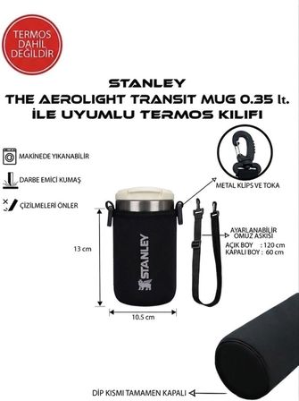 Safir Kamp Stanleye The Aerolight Transit Mug 0.35 Lt ile Uyumlu Omuz Askılı Kılıf
