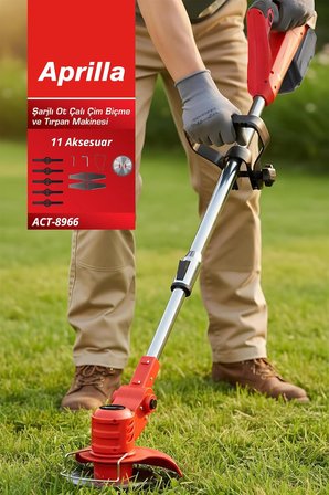 ACT-8966 Şarjlı Ot, Çalı &amp; Çim Biçme Tırpan Makinesi | 21V &amp; 8000 Dev/Dk &amp; 11 Aksesuar