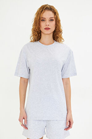 Kadın Konforlu %100 Pamuk Kısa Kollu Günlük Tişört