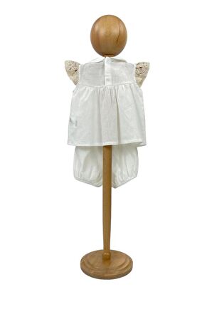 Kız Bebek Şortlu Takım Naturel Kumaş