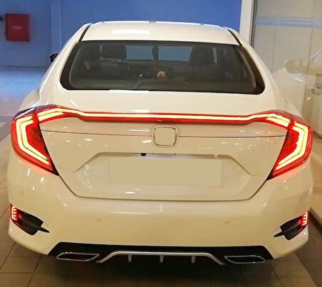 CIVIC FC5 2016-2021 IÇIN UYUMLU  HAREKETLI SINYALLI LED STOP VE SPOILER TAKIMI KIRMIZI