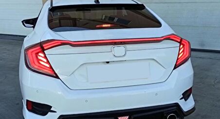 CIVIC FC5 2016-2021 IÇIN UYUMLU  HAREKETLI SINYALLI LED STOP VE SPOILER TAKIMI KIRMIZI