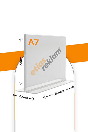 A7 T Tipi Yatay Masa Üstü 2.8 Mm Şeffaf Pleksi Föylük / Broşürlük