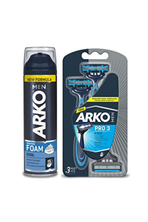 Men Erkek Bakim Seti Cool Tıraş Köpüğü + Traş Bıçağı Pro 3 Bıçak