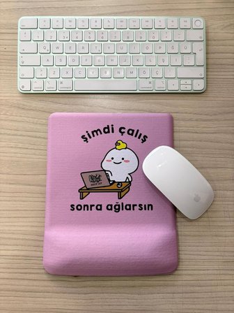 Şimdi Çalık Sonra Ağlarsın Baskılı Bilek Destekli KARE Mouse Pad (mavi)