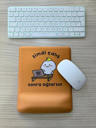 Şimdi Çalık Sonra Ağlarsın Baskılı Bilek Destekli KARE Mouse Pad (mavi)