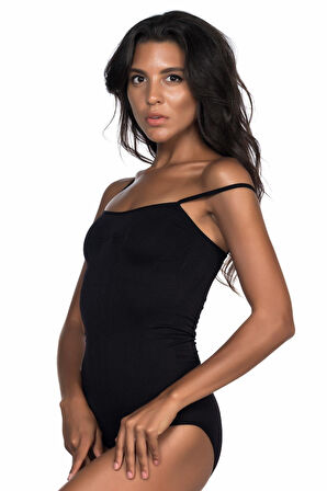 SİYAH MI Emay 1923 Soft İp Askılı Çıtçıtlı  Body