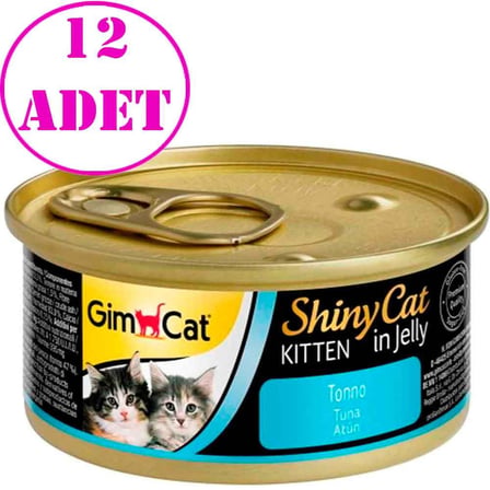 gimcat shiny cat kitten jel i̇çinde ton balıklı yavru kedi konservesi 70 gr 12 ad