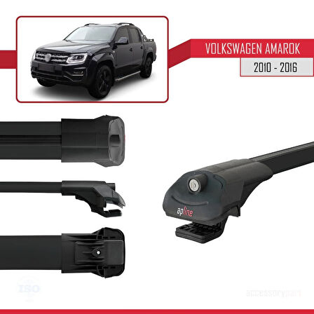 Volkswagen Amarok (2F) Pre-Facelift 2010-2016 Arası ile Uyumlu ACE-1 Ara Atkı Tavan Barı Siyah 2 Adet