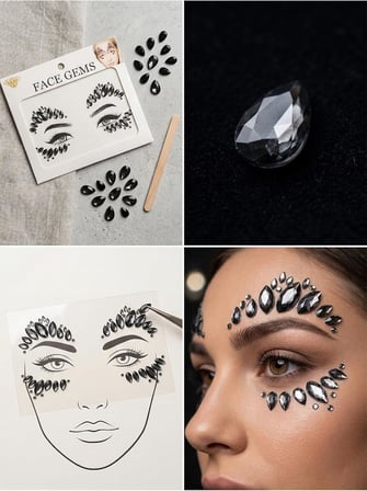 Gece Yıldızı - Kendinden Yapışkanlı Antrasit Yüz Taşları Face Gems