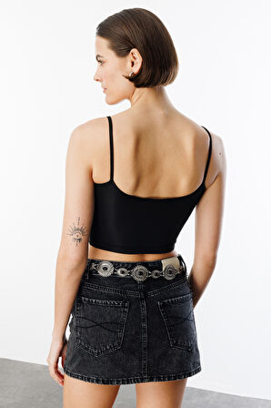 Kadın Scuba Kumaş İp Askılı Crop Top CROP-ATLET