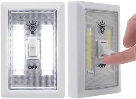 GüncelÇarşı Pille Çalışan Duvar Anahtarı Tipi COB LED Lamba, Kablosuz Dolap İçi Aydınlatma, Mıknatıslı, Yapışkanlı Gece Lambası, Kitap Lambası (2 ADET)
