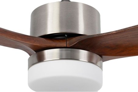 Modern Gri Motor Kahverengi Kanat Aydınlatmalı Uzaktan Kumandalı Tavan Vantilatörü 132Cm