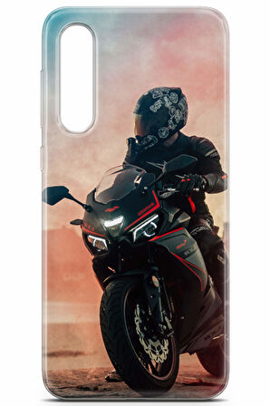 Xiaomi Mi 9 SE uyumlu Otomoto 34 Koruma Kılıfı Siyah Kırmızı Motor