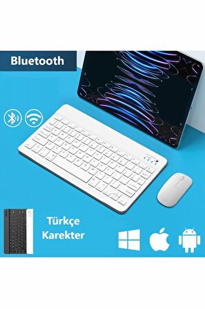  Ultra İnce Taşınabilir Kablosuz Bluetooth Klavye Mouse Seti