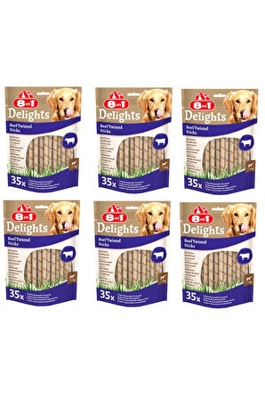 8in1 Delights Beef Twisted Sticks Biftekli Burgu Köpek Ödülü 35 Li X 6 Paket