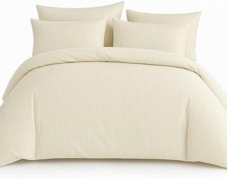 Çift Kişilik Çizgili Saten Nevresim Takımı%100 Pamuk 200x220 - Yumuşak Dokulu Lüks Nevresim Takımı Beyaz