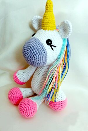 Amigurumi Gökkuşağı Unicorn Sağlıklı Oyuncak El Örgüsü