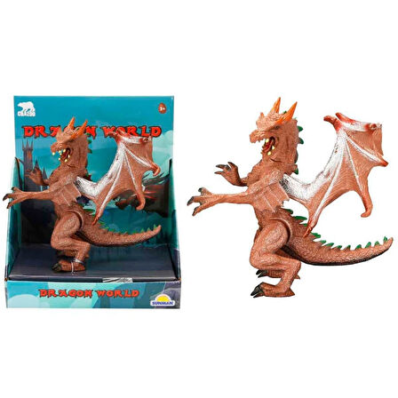 Standlı Ejderha Figürü  13 cm - Kahverengi