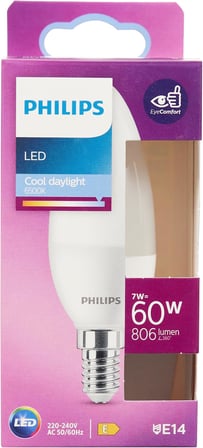 Philips LED 60W B38 E14 Mum Tipi Beyaz Işık Dim Edilmez Ampul