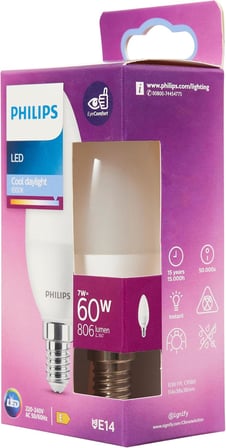Philips LED 60W B38 E14 Mum Tipi Beyaz Işık Dim Edilmez Ampul