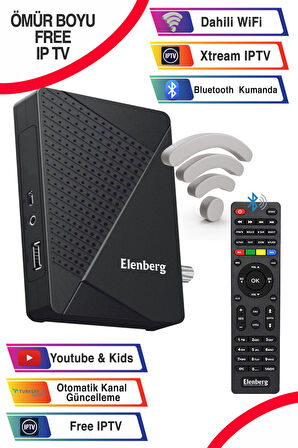 Elenberg ELB-2023 Çanaklı Çanaksız Dahili Wi-fi Internet Tv Destekli Bluetooth Kumandalı Full Hd Uydu Alıcı 