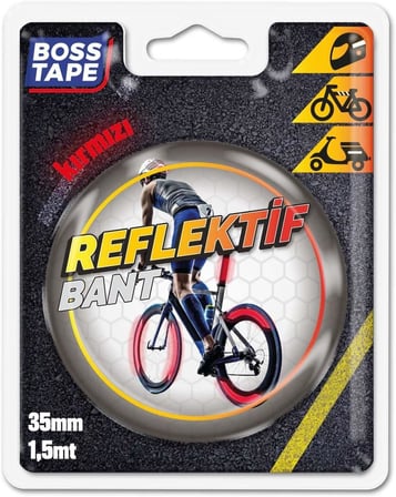 Boss Tape Reflektif Petekli Kedi Gözü Bant Kırmızı 35 mm x 1,5 mt