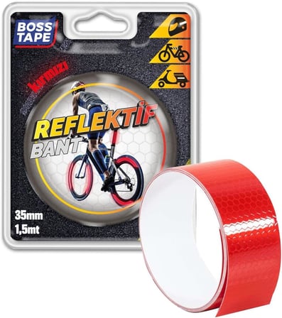 Boss Tape Reflektif Petekli Kedi Gözü Bant Kırmızı 35 mm x 1,5 mt