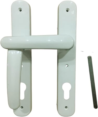 PVC Pimapen Banyo Wc Plastik Sac Destekli Kapı Kolu Takımı (2, Beyaz, Kilit Yuvalı)