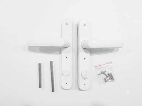 PVC Pimapen Banyo Wc Plastik Sac Destekli Kapı Kolu Takımı (2, Beyaz, Kilit Yuvalı)