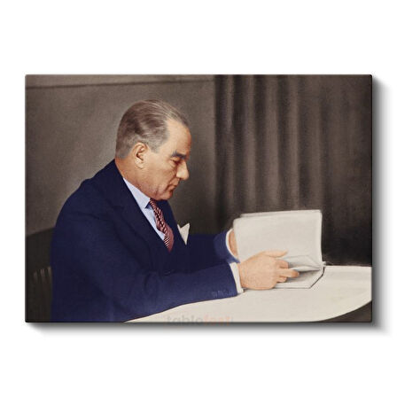 Atatürk ve Okuma Anı - Bilgi ve Kültür Kanvas Tablo