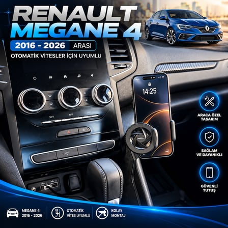 Renault Megane 4 Otomatik Vites Araç Içi Premium Telefon Tutucu - Araba Telefon Tutacağı Havalandırma Için