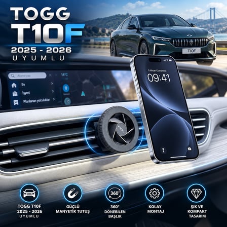 Togg T10F 2025 ve Sonrası  Araç Içi Premium Telefon Tutucu - Araba Telefon Tutacağı Havalandırma Için